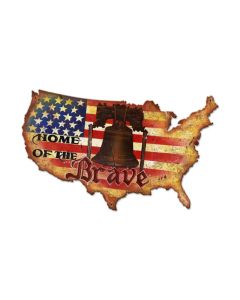 Home Of The Brave, Patriotic, Custom Metal Shape, 25 X 16 Inches