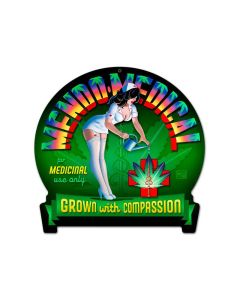 Mendo Medical, Pinup Girls, Round Banner Metal Sign, 16 X 15 Inches
