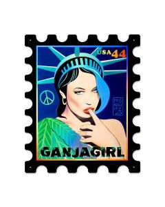 Ganga Girl Postage Stamp, Pinup Girls, Stamp Metal Sign, 16 X 19 Inches