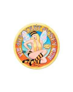 Humboldt Honey, Pinup Girls, Round Metal Sign, 14 X 14 Inches