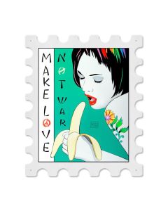 Banana Postage Stamp, Pinup Girls, Stamp Metal Sign, 16 X 19 Inches