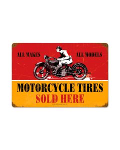 Motorcycle Tires, Motorcycle, Vintage Metal Sign, 18 X 12 Inches