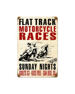 Motorcycle Races, Motorcycle, Vintage Metal Sign, 12 X 18 Inches