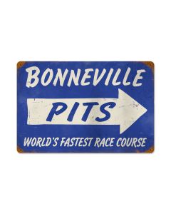 Bonneville Pits, Automotive, Vintage Metal Sign, 18 X 12 Inches
