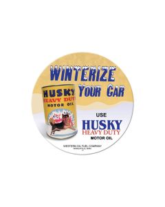 Husky Motor Oil, Automotive, Round Metal Sign, 14 X 14 Inches