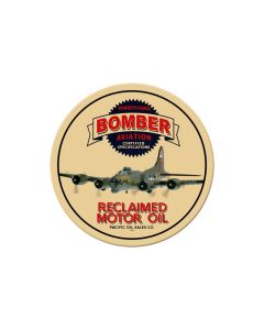 Bomber Reclaimed Oil, Automotive, Round Metal Sign, 14 X 14 Inches