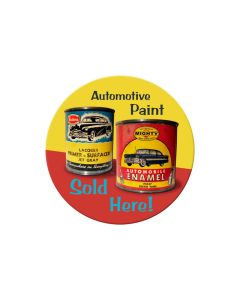 Auto Paint, Automotive, Round Metal Sign, 14 X 14 Inches