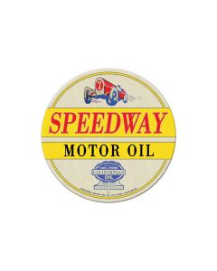 Speedway Oil, Automotive, Round Metal Sign, 14 X 14 Inches