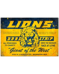 Lions Drag Strip, Automotive, Metal Sign, 36 X 24 Inches