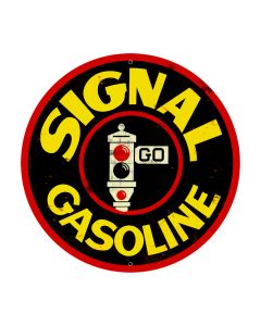 Signal Gasoline, Automotive, Round Metal Sign, 28 X 28 Inches