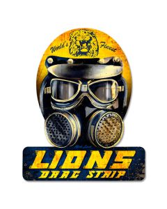 Lions Drag Helmet, Automotive, Helmet Metal Sign, 12 X 15 Inches