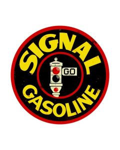 Signal Gas, Automotive, Round Metal Sign, 14 X 14 Inches