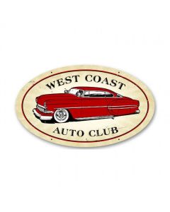 West Coast Auto, Automotive, Oval Metal Sign, 14 X 24 Inches