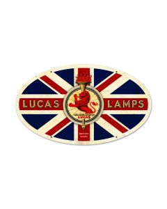 Lucas Lamps Oval, Automotive, Oval Metal Sign, 24 X 14 Inches