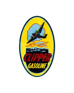 Clipper Gasoline, Automotive, Oval Metal Sign, 14 X 24 Inches