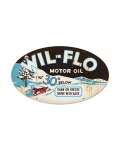Wil Flo Oil, Automotive, Oval Metal Sign, 24 X 14 Inches