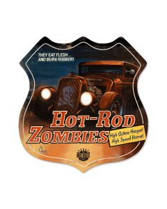 Hot Rod Zombies, Automotive, Shield Metal Sign, 15 X 15 Inches