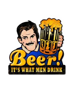Men Drink Beer, Food and Drink, Custom Metal Shape, 16 X 16 Inches