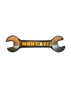Man Cave Wrench, Automotive, Custom Metal Shape, 24 X 7 Inches