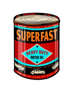 SuperFast Oil Can, Automotive, Custom Metal Shape, 14 X 20 Inches