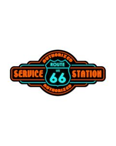 Route 66 Service, Automotive, Custom Metal Shape, 26 X 12 Inches