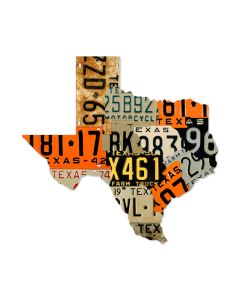 Texas License Plates, Automotive, Custom Metal Shape, 24 X 23 Inches