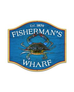 Fishermans Wharf, Bar and Alcohol, Custom Metal Shape, 18 X 16 Inches