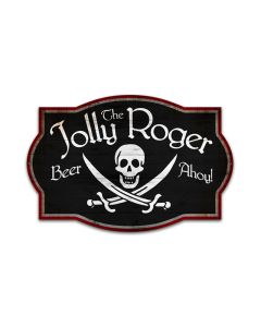 Jolly Roger, Bar and Alcohol, Custom Metal Shape, 24 X 16 Inches