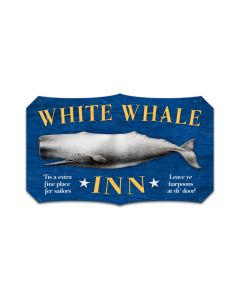 White Whale Inn, Bar and Alcohol, Custom Metal Shape, 22 X 14 Inches