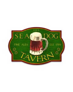 Sea Dog Tavern, Bar and Alcohol, Custom Metal Shape, 24 X 16 Inches