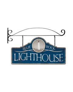 Blue Rock Light House, Bar and Alcohol, Double Sided Custom Metal Shape with Wall Mount, 26 X 12 Inches