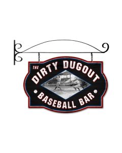 Dirty Dugout, Bar and Alcohol, Double Sided Custom Metal Shape with Wall Mount, 24 X 16 Inches
