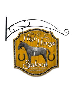 High Horse Tavern, Bar and Alcohol, Double Sided Custom Metal Shape with Wall Mount, 20 X 20 Inches