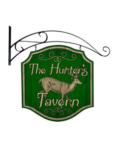 Hunters Tavern, Bar and Alcohol, Double Sided Custom Metal Shape with Wall Mount, 20 X 20 Inches