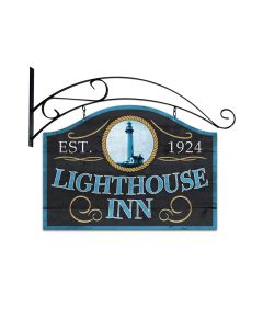 Lighthouse Inn, Bar and Alcohol, Double Sided Custom Metal Shape with Wall Mount, 23 X 17 Inches