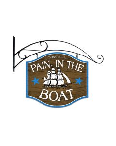 Pain In The Boat, Bar and Alcohol, Double Sided Custom Metal Shape with Wall Mount, 18 X 18 Inches