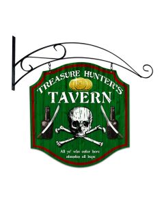 Treasure Hunter, Bar and Alcohol, Double Sided Custom Metal Shape with Wall Mount, 20 X 20 Inches