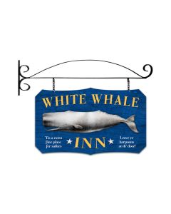 White Whale Inn, Bar and Alcohol, Double Sided Custom Metal Shape with Wall Mount, 22 X 14 Inches