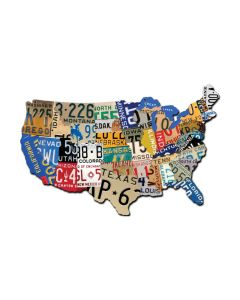 USA License Plate, Automotive, Custom Metal Shape, 19 X 13 Inches