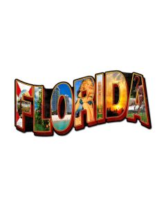 Florida Landmarks, Travel, Custom Metal Shape, 28 X 14 Inches