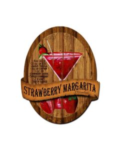 Strawberry Margarita Recipe, Bar and Alcohol, Custom Metal Shape, 20 X 24 Inches