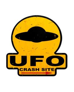 UFO Crash Site, Humor, Custom Metal Shape, 16 X 16 Inches