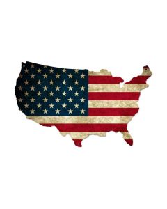 USA United States Flag, Patriotic, Custom Metal Shape, 26 X 16 Inches