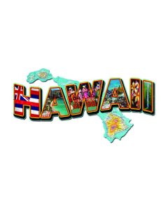 Hawaii Landmarks, Travel, Custom Metal Shape, 28 X 14 Inches
