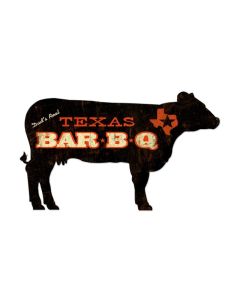 Texas BBQ Cow, Home and Garden, Custom Metal Shape, 28 X 16 Inches