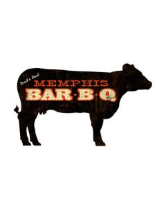 Memphis BBQ Cow, Home and Garden, Custom Metal Shape, 28 X 16 Inches