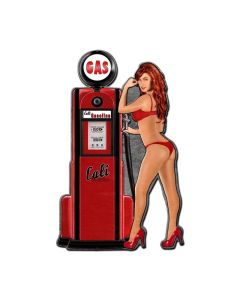 Cali Gas Pump Girl, Pinup Girls, Custom Metal Shape, 24 X 15 Inches