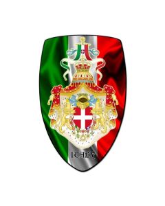 Italy Shield, Travel, Custom Metal Shape, 21 X 32 Inches