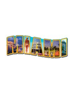 Miami Landmarks, Travel, Custom Metal Shape, 24 X 10 Inches