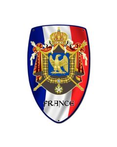 France Shield, Travel, Custom Metal Shape, 7 X 10 Inches